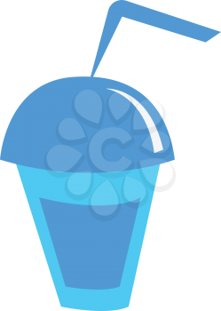 A blue colored sipper with a straw vector color drawing or illustration