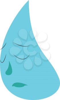 A cartoon of a water drop looing sad vector color drawing or illustration