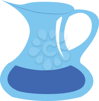 A blue jug with a handle containing some liquid vector color drawing or illustration