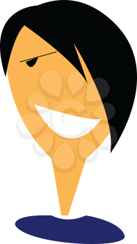 A boy with black sharp hair with a big smile vector color drawing or illustration