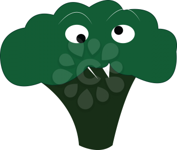 A cartoon of a broccoli with pointed teeth vector color drawing or illustration