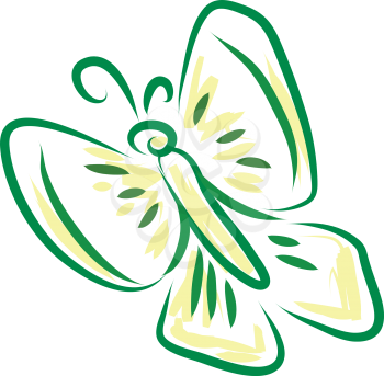 A green and yellow colored butterfly vector color drawing or illustration