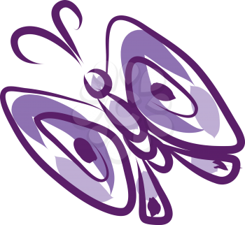 A purple butterfly with wings open vector color drawing or illustration