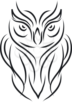 A line sketch of an angry looking owl vector color drawing or illustration
