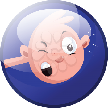 Cartoon character of baby vector illustration in deep blue circle on white background.