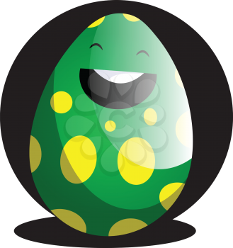 Green Easter egg in front of black circle illustration web vector on a white background