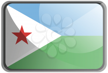 Vector illustration of Djibouti flag on white background.