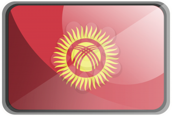 Vector illustration of Kyrgyzstan flag on white background.