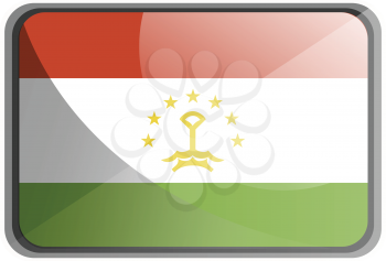 Vector illustration of Tajikistan flag on white background.