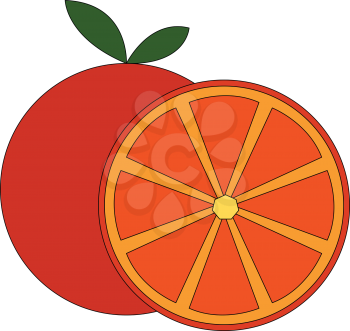 Simple vector illustration of an orange cut in half white background 