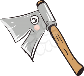 Smiling wooden ax vector illustration on white background 