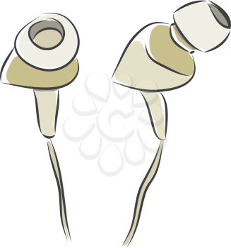 Simple vector illustration of white headphones on white background 