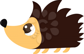 Cute brown and yellowe hedgehog vector illustration on white background 