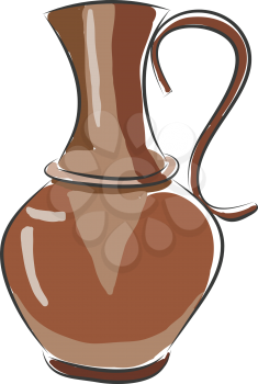 Brown antique jug  vector illustration on white background 