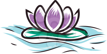 Light purple lotus on water vector illustration on white background 