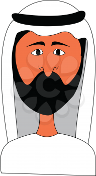 Arabian man in white clothes vector illustration on white background 