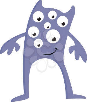 Light purple monster with many eyes and long legs vector illustration on white background 
