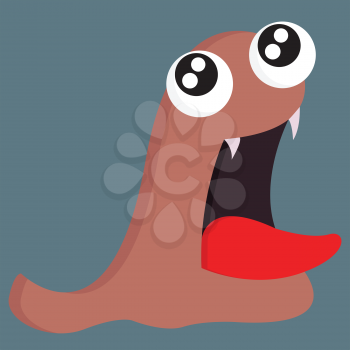Brown blob monster with open mouth vector illustration on white background 