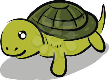 Happy turtle with a cute face illustration color vector on white background