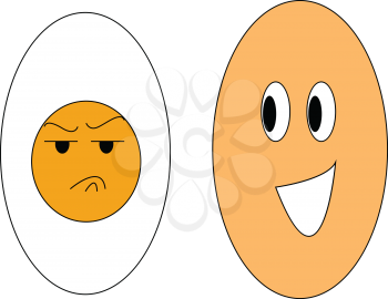 Happy and angry egg illustration color vector on white background