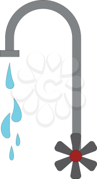 Water faucet dripping illustration print vector on white background