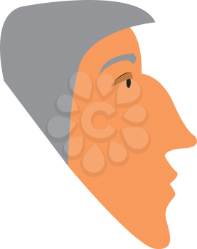 Side portrait of an old man with grey hair vector color drawing or illustration 