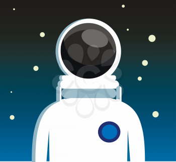 An Astronaut is standing in the background of blue night sky vector color drawing or illustration 