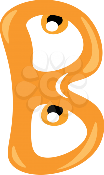 Alphabet b in orange color figurine vector color drawing or illustration 