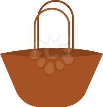 Clipart of an brown shopping bag with long handle vector color drawing or illustration 