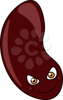 A cute little red kidney bean with two open eyes and smile on face vector color drawing or illustration 
