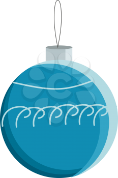 A blue hanging ornament used for decorating Christmas tree vector color drawing or illustration 
