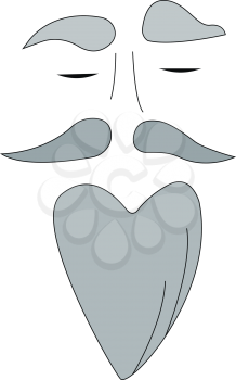 A face with grey facial hair of long beard vector color drawing or illustration 