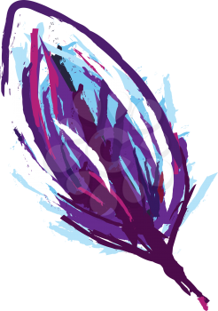 A colorful painting of bright blue feather vector color drawing or illustration 