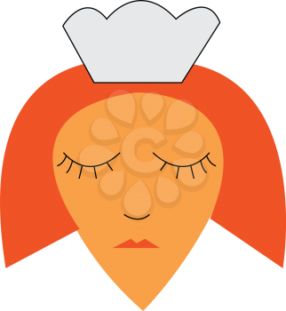 Orange haired girl is wearing a white nurse cap vector color drawing or illustration 
