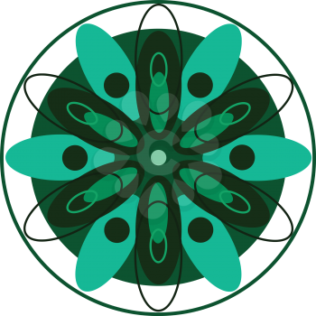 A design of spiritual mandala in green color vector color drawing or illustration 