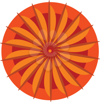 A bright orange mandala design used for spiritual practices vector color drawing or illustration 