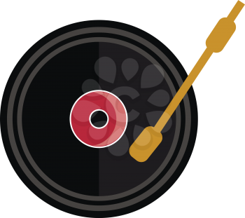 A vintage music disc and golden gramophone pin used to play songs vector color drawing or illustration 