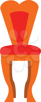 A wooden chair with comfortable red cushioned back support and seat vector color drawing or illustration 