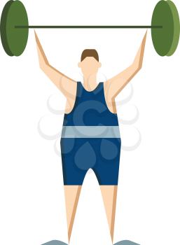 A athletic man wearing blue jersey is lifting heavy weight vector color drawing or illustration 