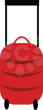 A red suitcase or carry language with wheels and handle vector color drawing or illustration 