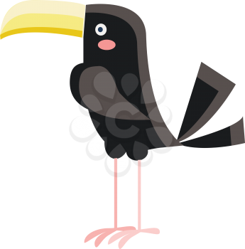 A toucan bird with it long colorful bill is standing alone vector color drawing or illustration 