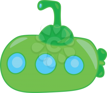A toy submarine in green and blue color for the kids vector color drawing or illustration 