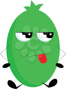 Angry green monster showing disapproval illustration color vector on white background