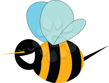 Smiling bumble bee print vector on white background
