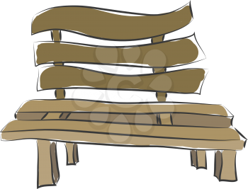 Brown park bench illustration color vector on white background