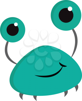 Cute smiling turquoise monster vector illustration on white background 