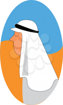 Profile vector illustration of an arab in the desert white background 