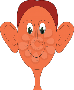 Portraite of a smiling young man with big ears vector illustration on white background 