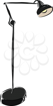 Black standing floor lamp vector illustration on white background 