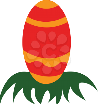 A red and yellow colored huge egg layer on the grass vector color drawing or illustration